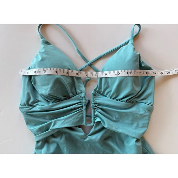 NWT BECCA by Rebecca Virtue Color Code Bristol Plunge One-Piece in Mineral Blue - Picture 13 of 14